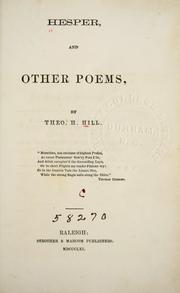 Cover of: Hesper, and other poems by Theophilus H. Hill