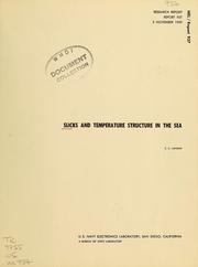 Cover of: Slicks and temperature structure in the sea