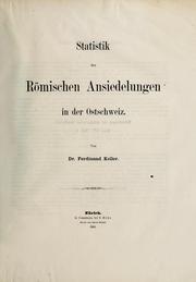 Cover of: Statistik der Römischen Ansiedelungen in der Ostschweiz