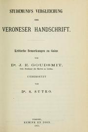 Cover of: Studemund's Vergleichung der Veroneser Handschrift: kritische Bemerkungen zu Gaius