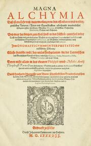 Cover of: Magna alchymia by Leonhard Thurneisser zum Thurn