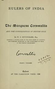 Cover of: The Marquess Cornwallis and the consolidation of British rule