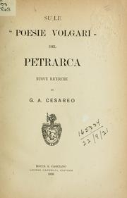 Cover of: Su le "Poesie volgari", del Petrarca by Giovanni Alfredo Cesareo