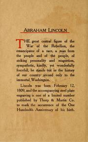 Cover of: Lincoln, 1809-1909 by Thorp & Martin Co, Thorp & Martin Co