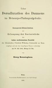 Cover of: Ueber dorsalluxation des daumens im metacarpo-phalangealgelenke