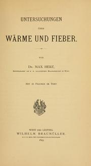 Cover of: Untersuchungen über Wärme und Fieber