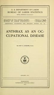 Cover of: Anthrax as an occupational disease