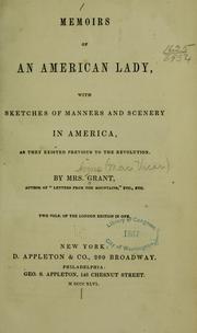 Cover of: Memoirs of an American lady