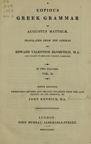 Cover of: A copious Greek grammar by Matthiae, August Heinrich