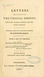 Cover of: Letters descriptive of the Virginia springs | Peregrine Prolix