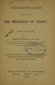 Cover of: Shakespeare's comedy of the Merchant of Venice, ed by William Shakespeare