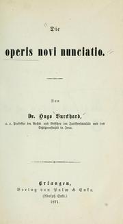 Cover of: Die operis novi nunciatio