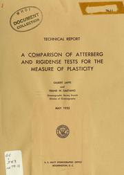 Cover of: A comparison of Atterberg and Rigidense tests for the measure of plasticity by Gilbert Jaffe