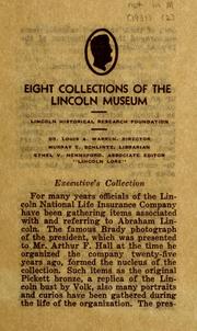 Cover of: Eight collections of the Lincoln Museum by Lincoln Historical Research Foundation