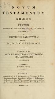 Novum Testamentum Graece by Jo. Jac Griesbach