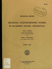 Cover of: Seasonal oceanographic studies in McMurdo Sound, Antarctica by Willis Lattanner Tressler