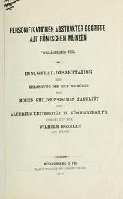 Cover of: Personifikationen abstrakter Begriffe auf römischen Münzen: Vorläufiger Teil