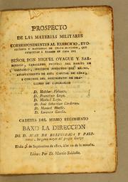 Prospecto de las materias militares correspondientes al exercicio, evoluciones y maniobras de tropa montada, que presentan á examen by Melchor Velasco