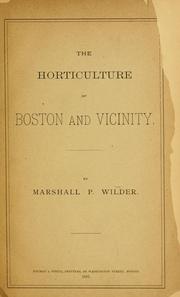 Cover of: horticulture of Boston and vicinity.