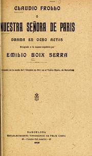 Cover of: Claudio Frollo, o, Nuestra Señora de Paris by Victor Hugo