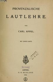 Cover of: Provenzalische Lautlehre