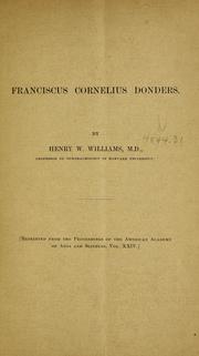 Cover of: Franciscus Cornelius Donders