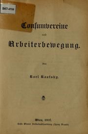 Cover of: Consumvereine und Arbeiterbewegung