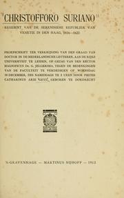 Cover of: Christofforo Suriano, resident van de Serenissime Republiek van Venetië in Den Haag, 1616-1623