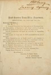 Cover of: General orders by Confederate States of America. Army. Trans-Mississippi Dept.