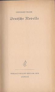 Cover of: Deutsche Novelle. by Leonhard Frank