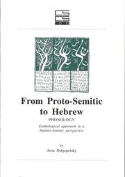 From proto-Semitic to Hebrew by A. Dolgopolʹskiĭ