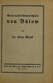 Cover of: Generalfeldmarschall von Bülow