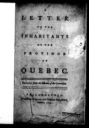 Cover of: A Letter to the inhabitants of the province of Quebec by Dickinson, John