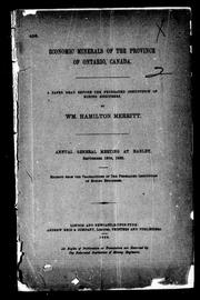 Cover of: Economic minerals of the province of Ontario, Canada: a paper read before the Federated  Institution of Mining Engineers