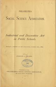 Cover of: Industrial and decorative art in public schools