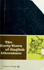 Cover of: The Early Years of English Literature. [Compiled by] M. W. Barrows ... Robert P. Bletter ... Harold M. Sullivan by Marjorie Wescott Barrows