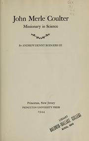 Cover of: John Merle Coulter: missionary in science