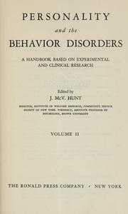 Cover of: Personality and the behavior disorders: a handbook based on experimental and clinical research