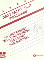 Cover of: Driveability test procedure by Chrysler Corporation. Training Program Development Dept.