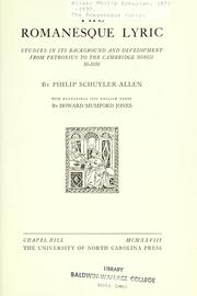 Cover of: The Romanesque lyric | Philip Schuyler Allen