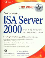 Cover of: Configuring ISA 2000 server: building firewalls for Windows 2000 by 