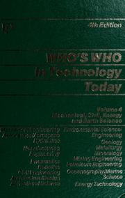 Cover of: Who's who in technology today by senior editor, Barbara A. Tinucci ; associate editor, Louann Chaudier.