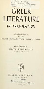 Cover of: Greek literature in translation | Howe, George