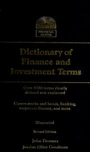 Cover of: Dictionary of finance and investment terms by Downes, John