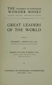 Cover of: Great leaders of the world; ed