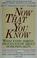 Cover of: Now that you know