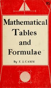 Cover of: Mathematical tables and formulae.