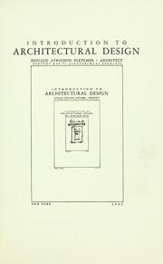 Cover of: Introduction to architectural design.