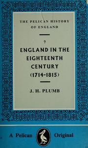 Cover of: England in the eighteenth century by J. H. Plumb