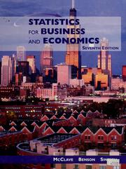 Cover of: Statistics for business and economics by James T. McClave
